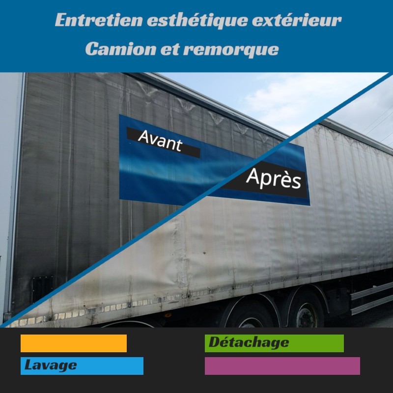 Semi-remorque, avant et après lavage Semi-remorque, avant et après lavage